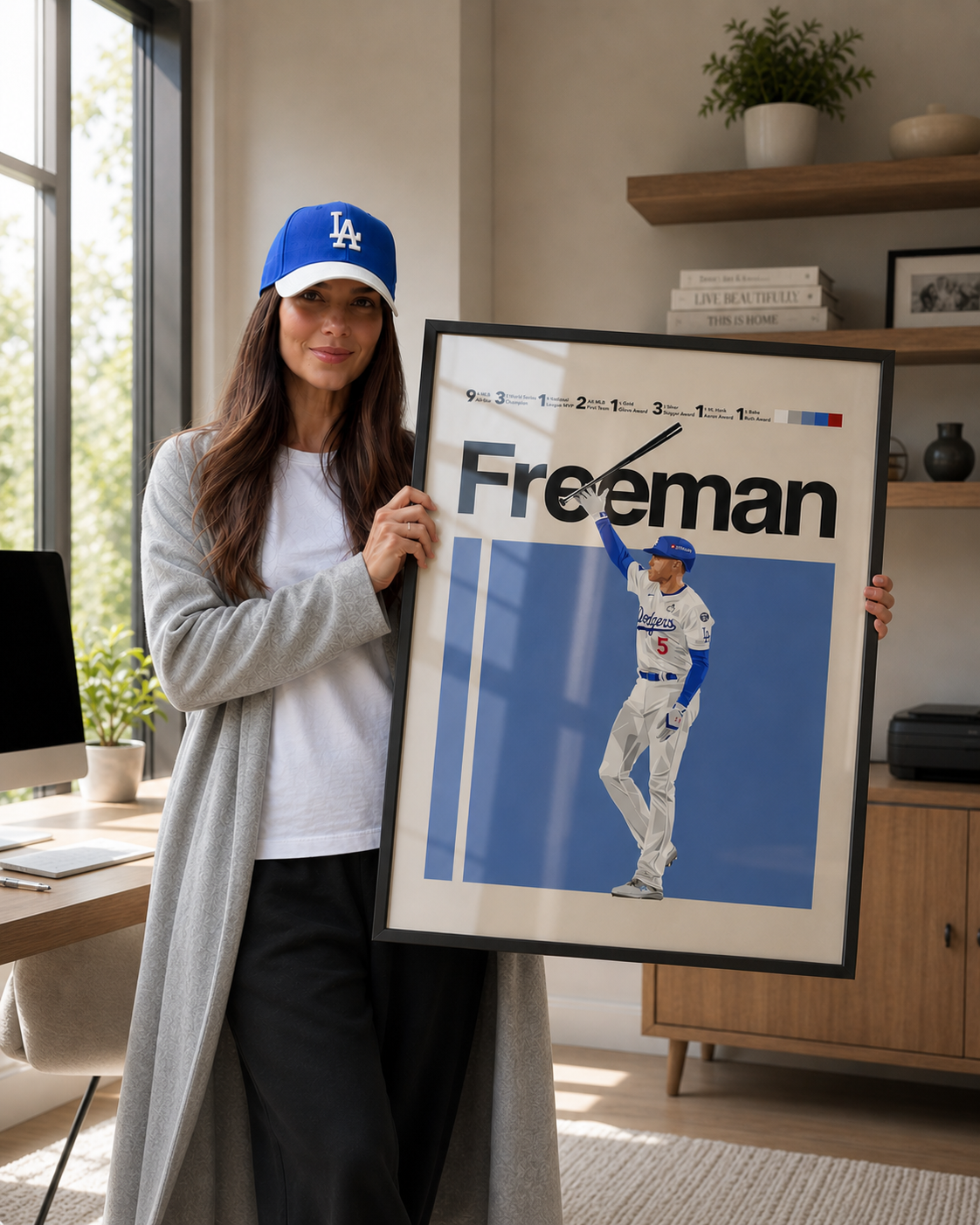 Sports poster shown in a real room