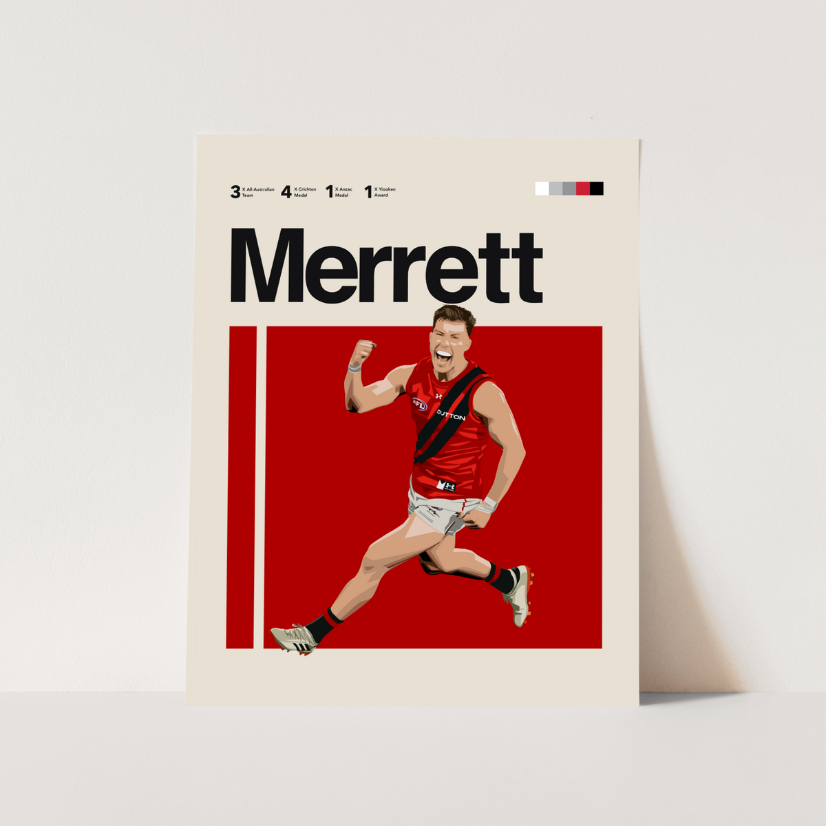 Jack Merrett Zach Merrett Digital Poster | Modern Essendon AFL Wall Art ...