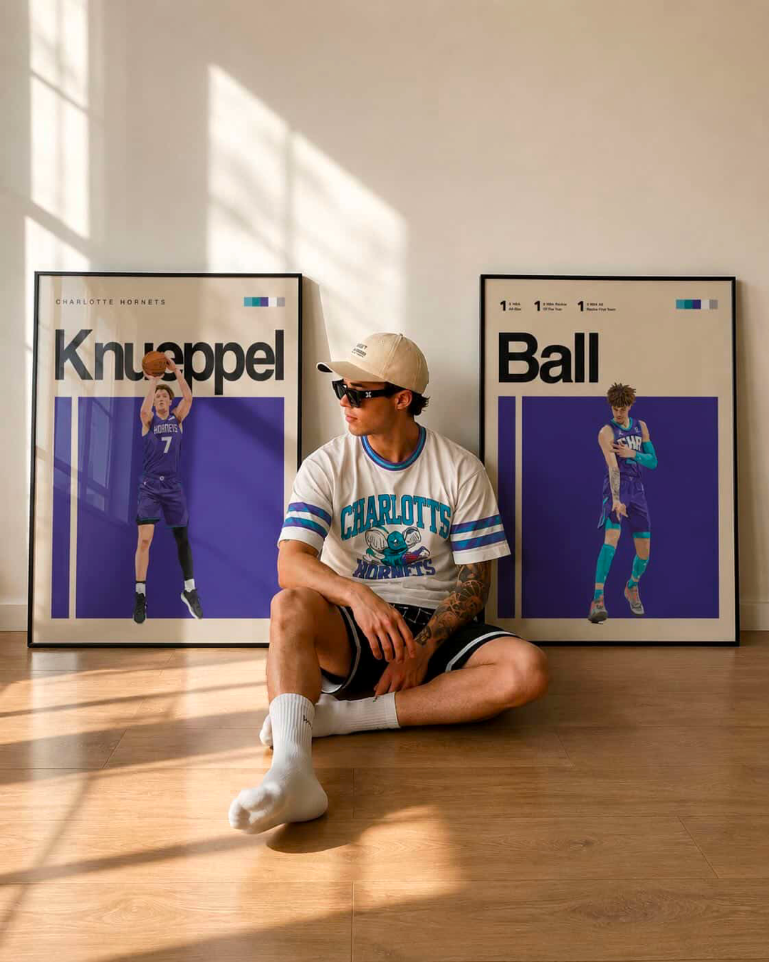 Sports poster shown in a real room