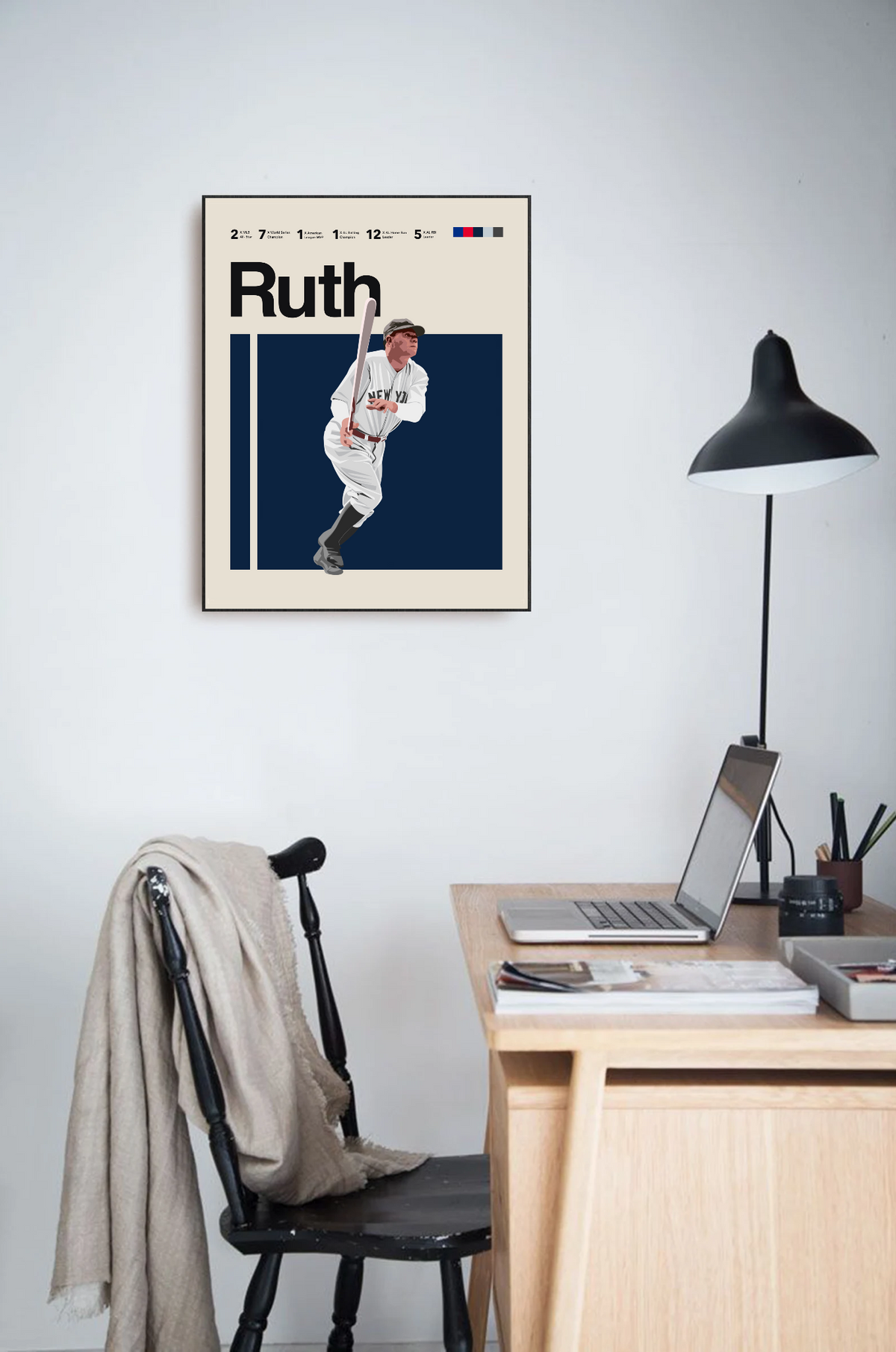 Babe Ruth Wall Babe Ruth Digital Poster | Modern Yankees MLB Wall Art – ShootYourShotArt