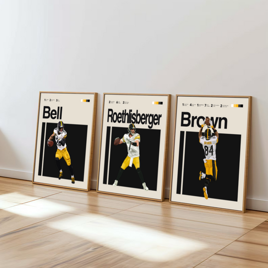 Antonio Brown Poster, La’Veon Bell Poster, Ben Roethlisberger Poster, Modern Football Poster