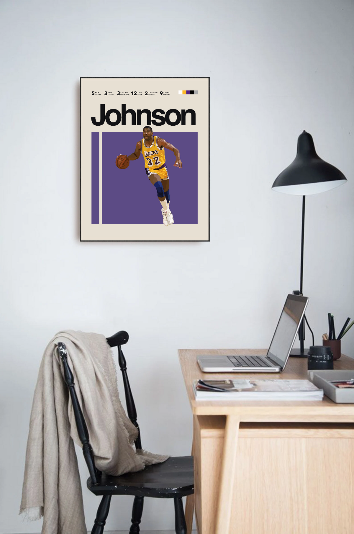 Magic Johnson Lettering Modern Magic Johnson Poster – ShootYourShotArt